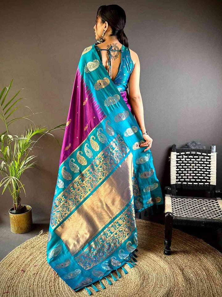 Wedding Wear Wine Color Soft Silk Saree