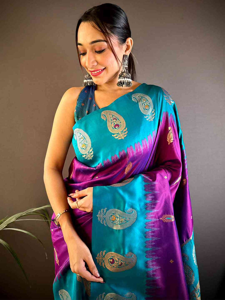 Wedding Wear Wine Color Soft Silk Saree
