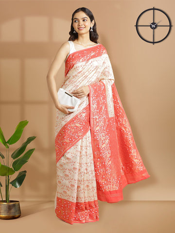 Wedding Wear Off White Color Tissue Silk Saree