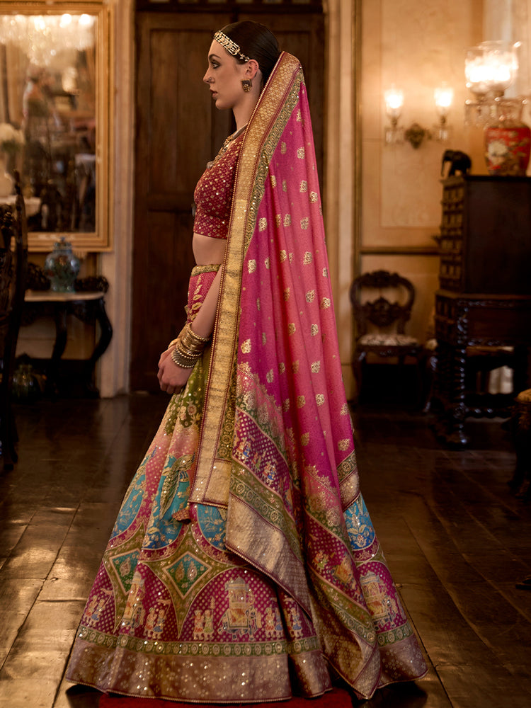 Royal Multicolor Heritage Bridal Lehenga Set