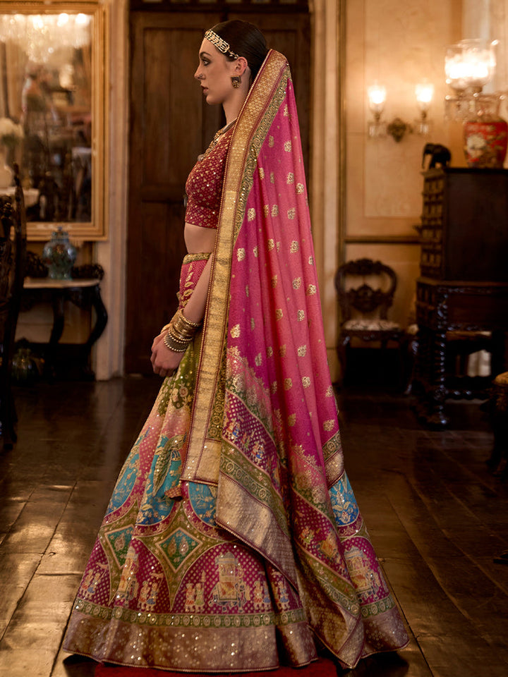Royal Multicolor Heritage Bridal Lehenga Set