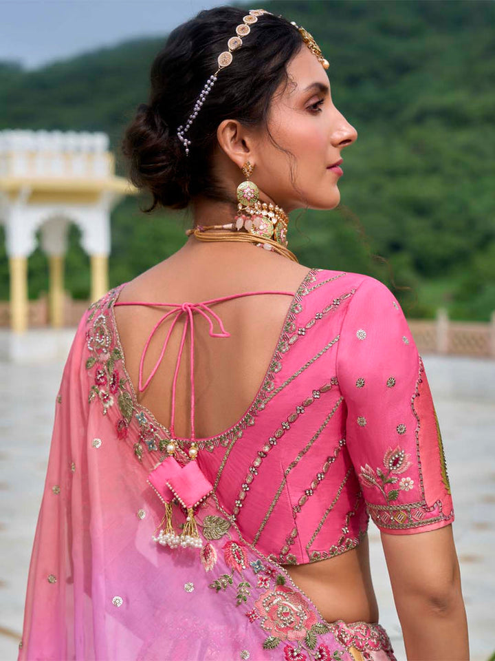 Blush Pink & Ivory Heritage Embroidered Lehenga Set