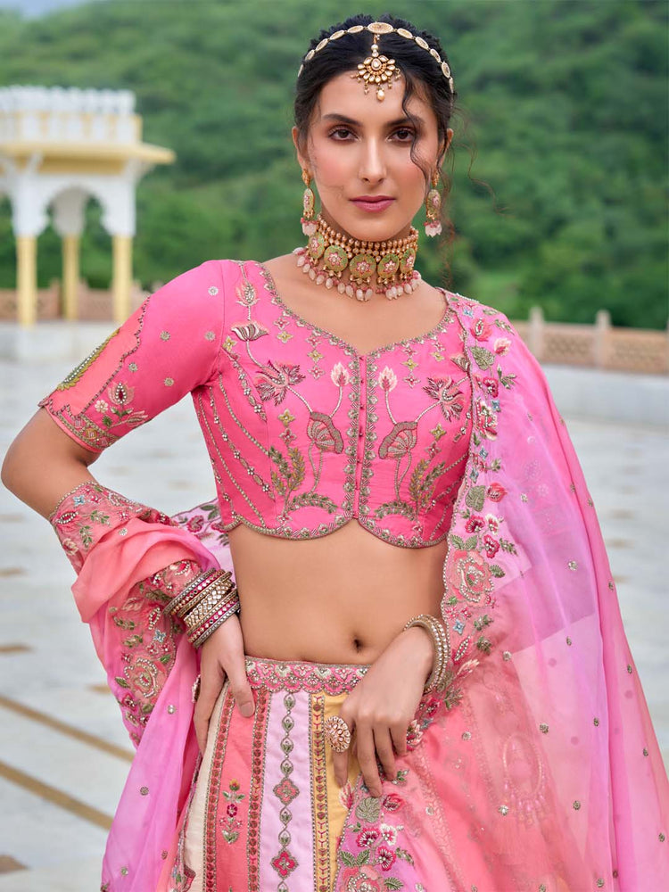 Blush Pink & Ivory Heritage Embroidered Lehenga Set