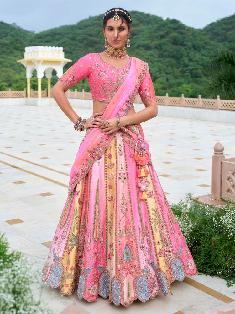 Blush Pink & Ivory Heritage Embroidered Lehenga Set