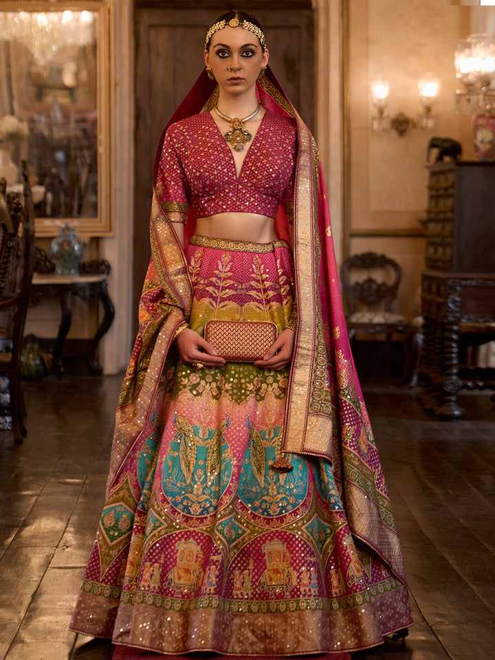 Royal Multicolor Heritage Bridal Lehenga Set