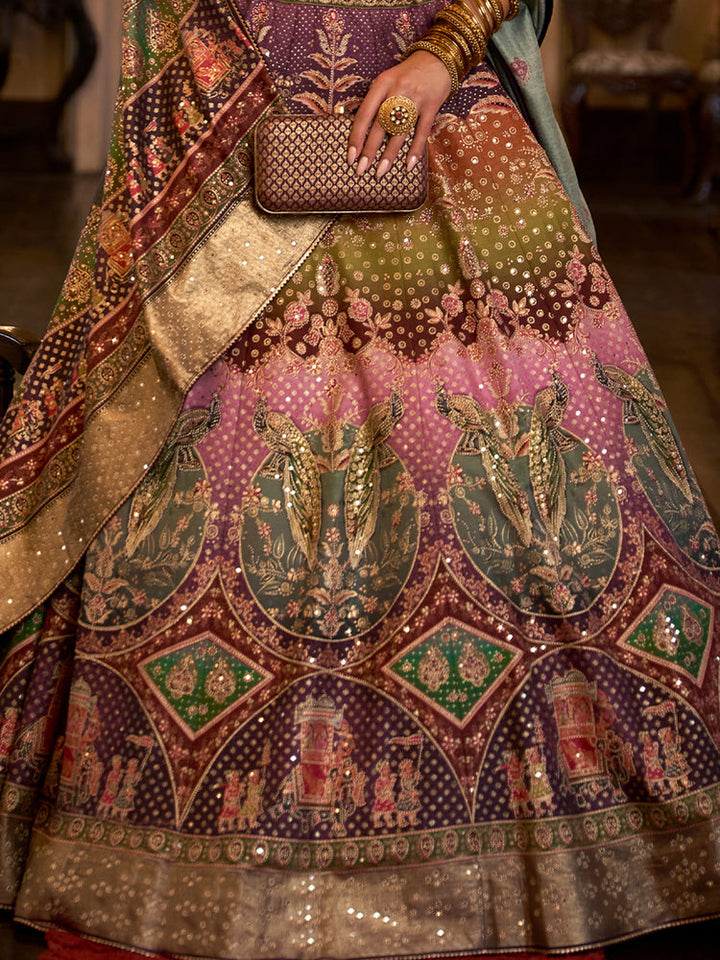 Heritage Multicolor Royal Brocade Bridal Lehenga Set