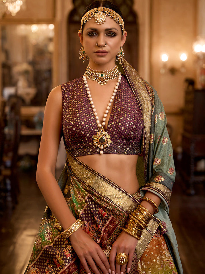 Heritage Multicolor Royal Brocade Bridal Lehenga Set