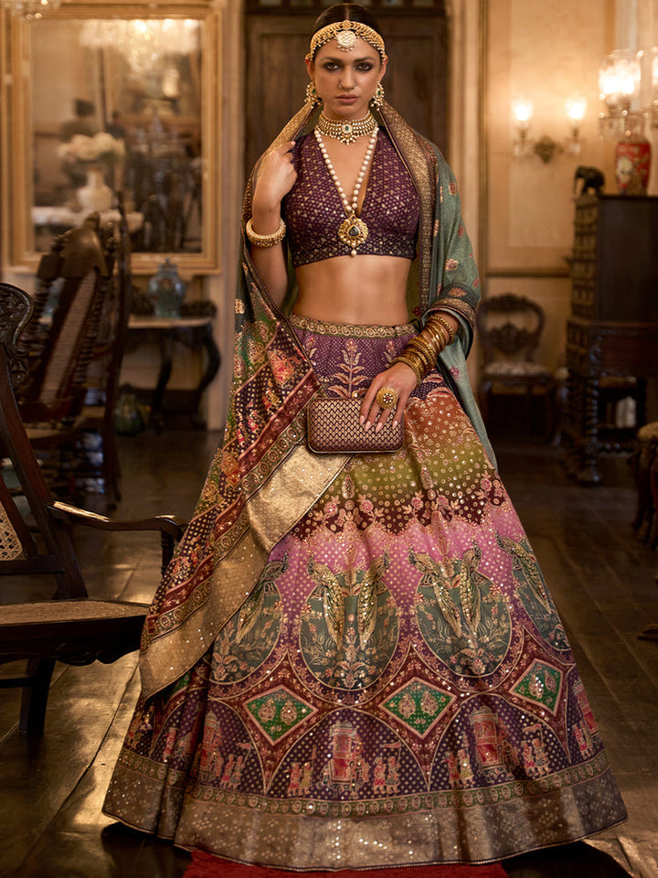 Heritage Multicolor Royal Brocade Bridal Lehenga Set