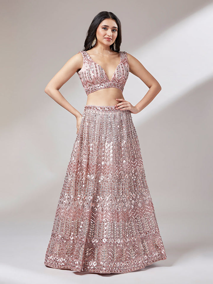 Stylish Pastel Pink Wedding Lehenga for Women