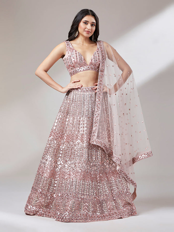 Stylish Pastel Pink Wedding Lehenga for Women