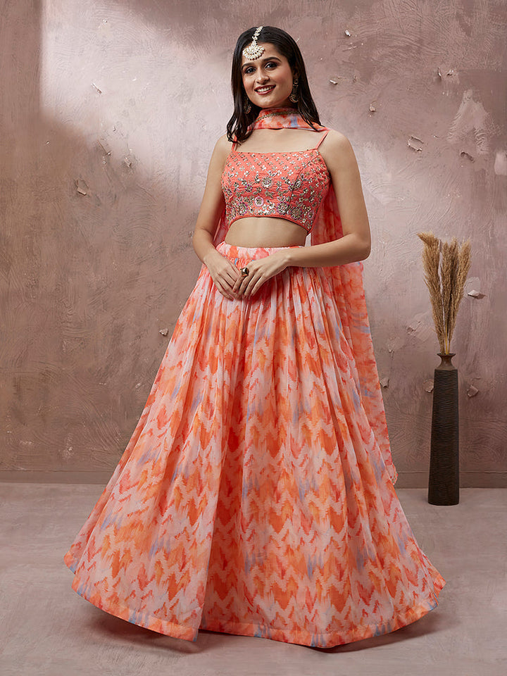 Designer Peach Ethnic Lehenga Choli Premium Traditional Fashion