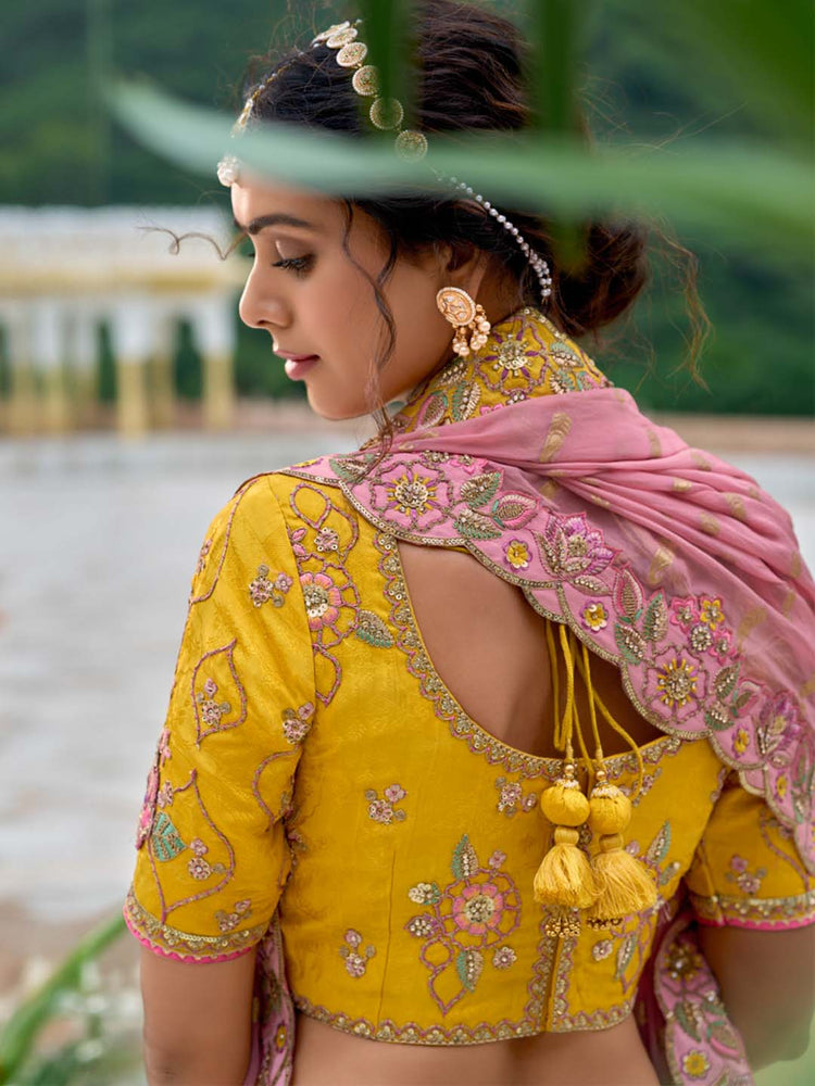 Sunflower Yellow Heritage Embroidered Lehenga Set