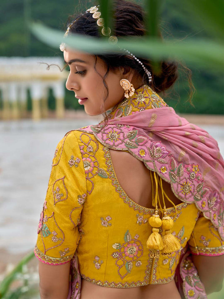 Sunflower Yellow Heritage Embroidered Lehenga Set