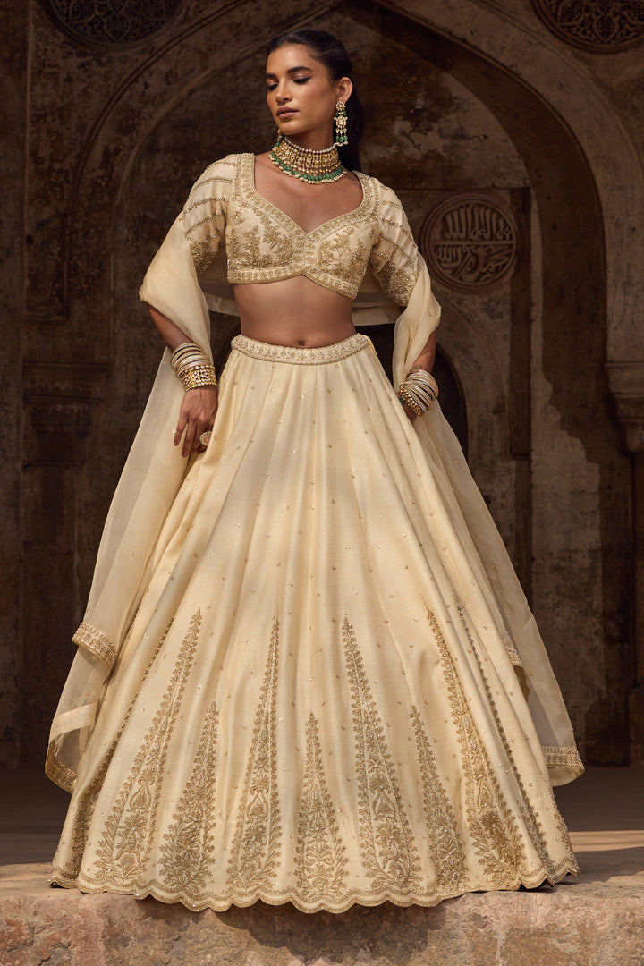 Stylish Beige Wedding Lehenga for Women
