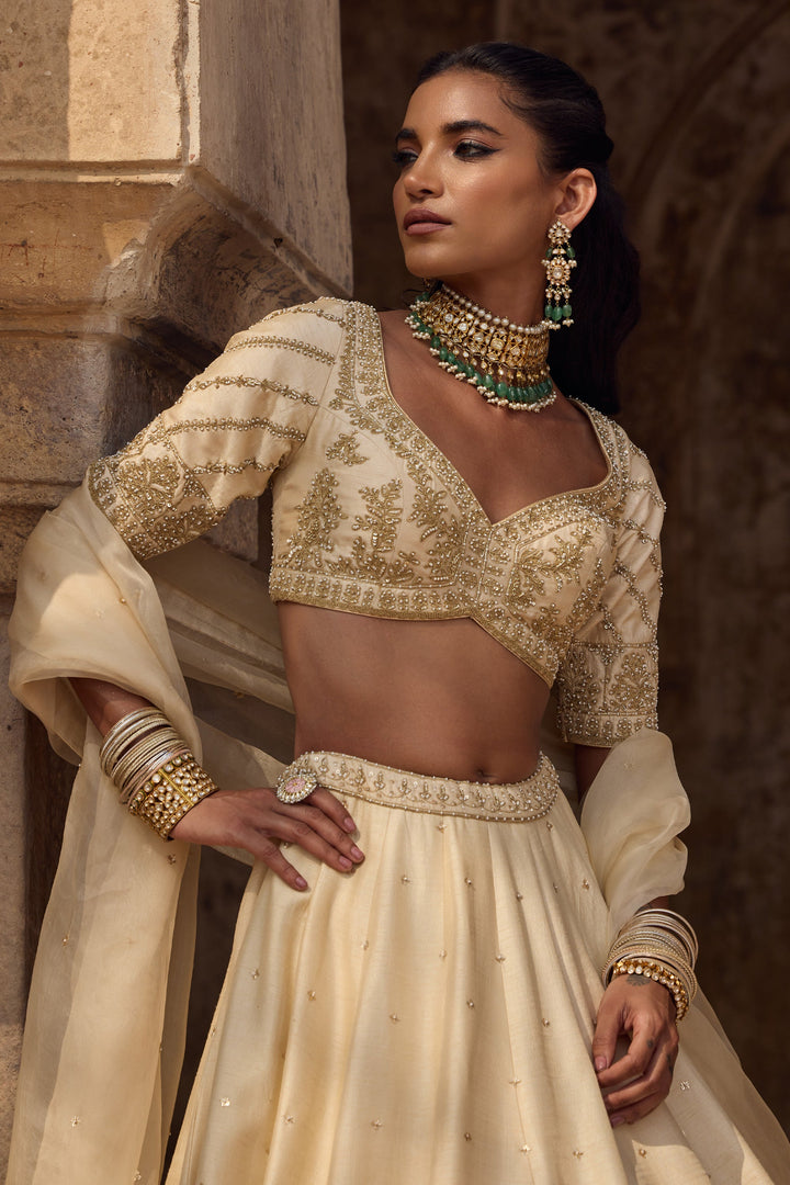 Stylish Beige Wedding Lehenga for Women
