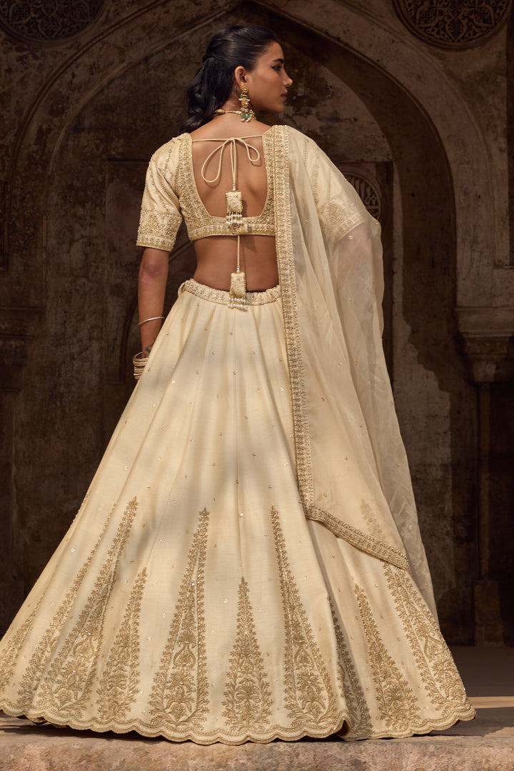 Stylish Beige Wedding Lehenga for Women