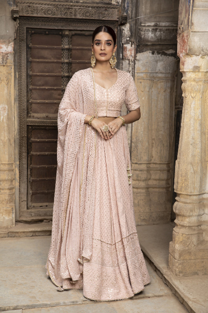 Women’s Pastel Pink Bridal Lehenga Set Stylish Wedding Outfit