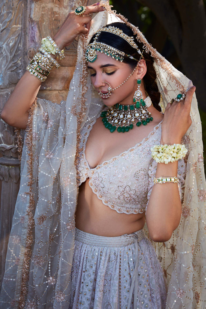 Women’s Ivory Bridal Lehenga Set Stylish Wedding Outfit