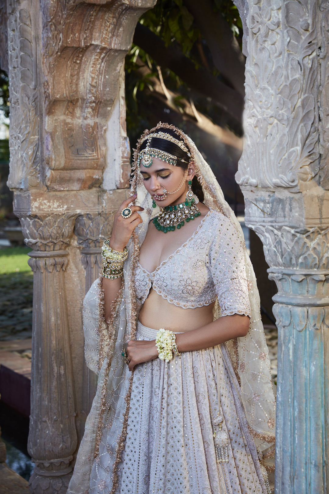 Women’s Ivory Bridal Lehenga Set Stylish Wedding Outfit