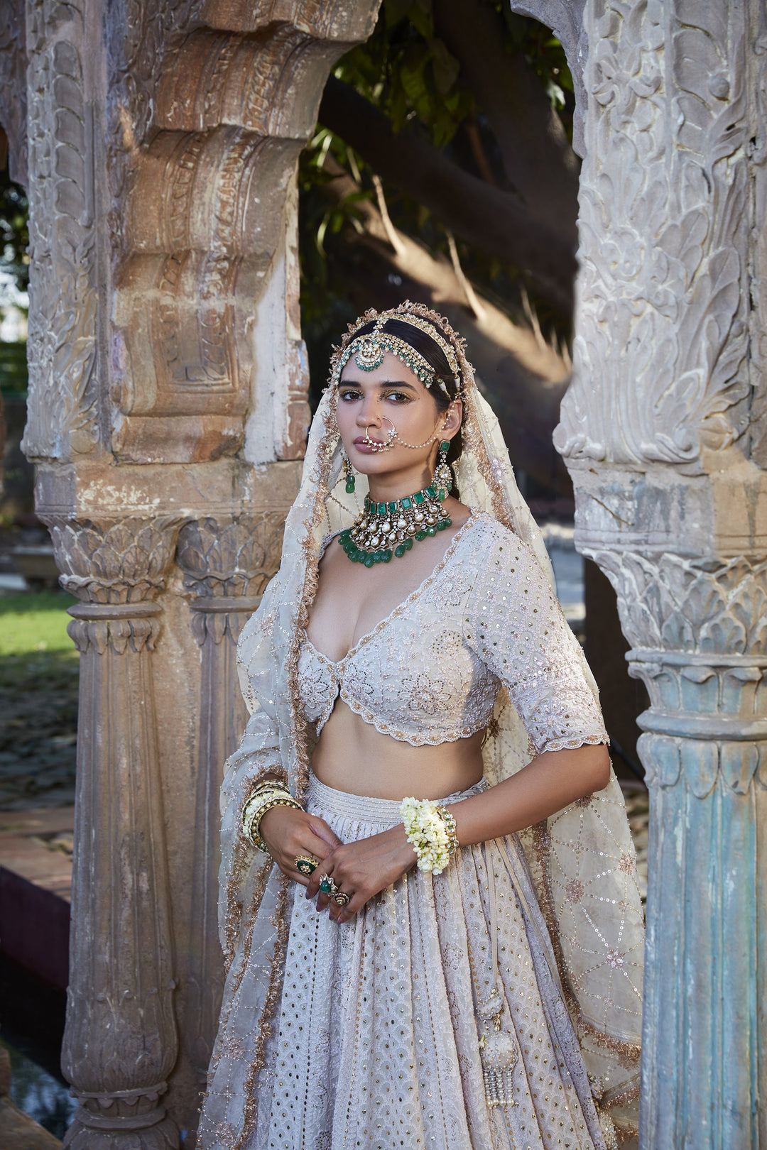 Women’s Ivory Bridal Lehenga Set Stylish Wedding Outfit