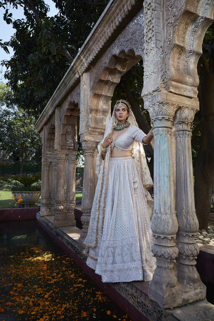 Women’s Ivory Bridal Lehenga Set Stylish Wedding Outfit