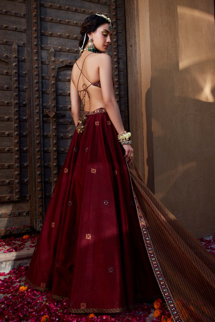 Maroon Embroidered Lehenga Choli for Women Elegant Bridal Wear