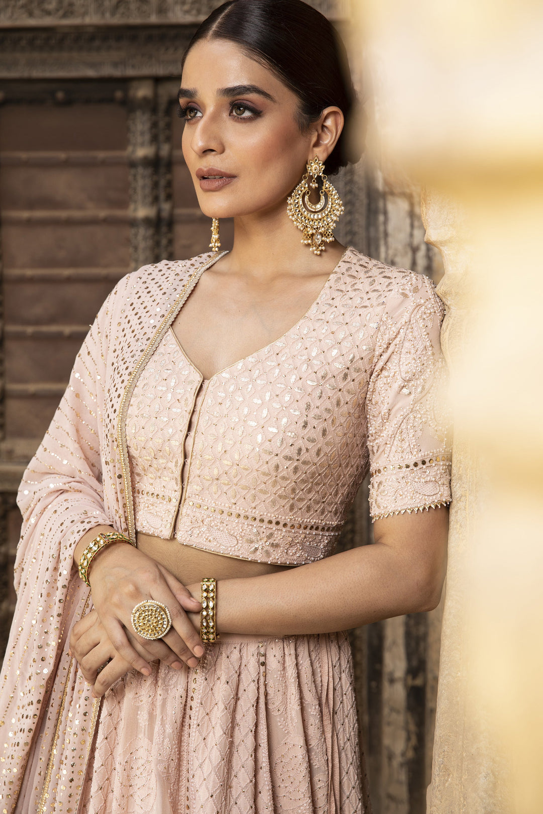 Women’s Pastel Pink Bridal Lehenga Set Stylish Wedding Outfit