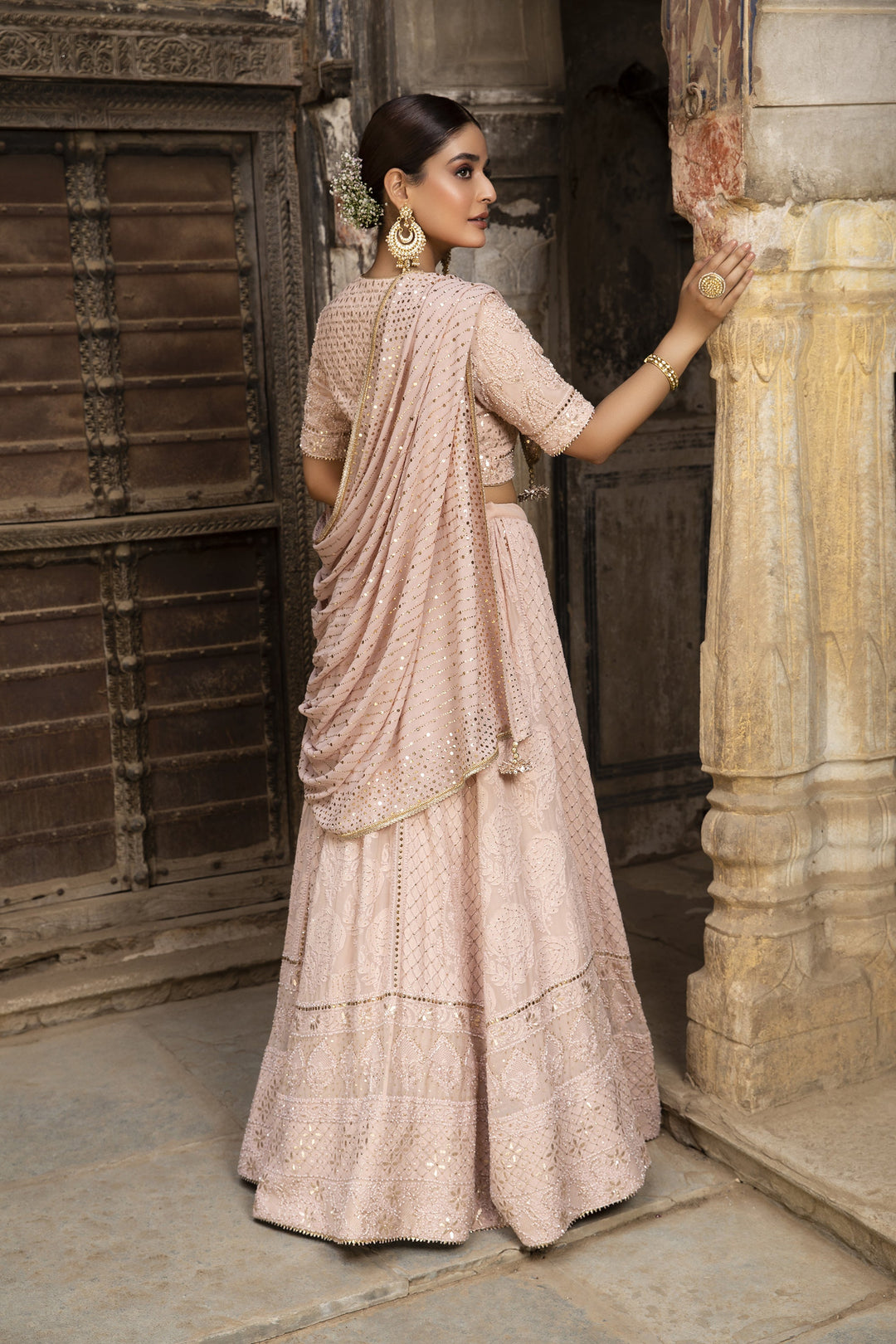 Women’s Pastel Pink Bridal Lehenga Set Stylish Wedding Outfit