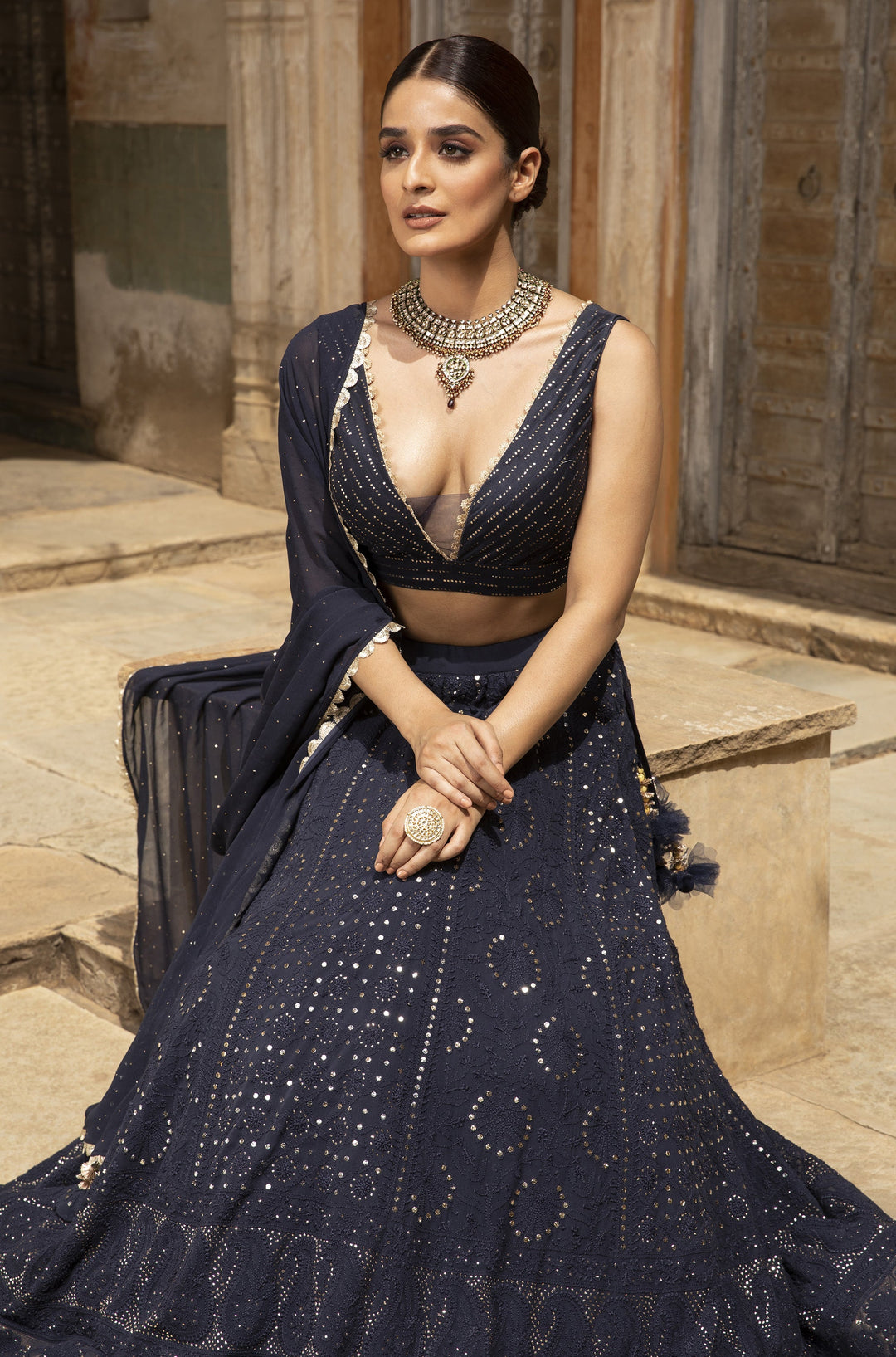 Designer Navy Blue Ethnic Lehenga for Women Premium Traditional Fashion