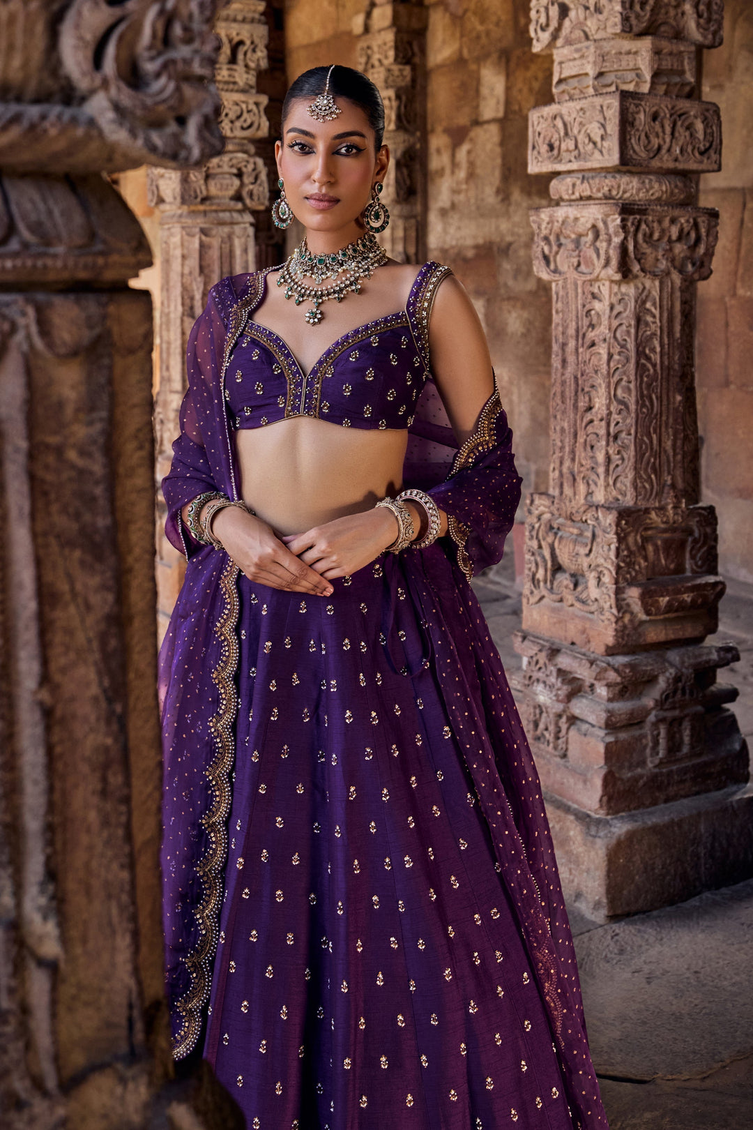 Stylish Purple Wedding Lehenga for Women