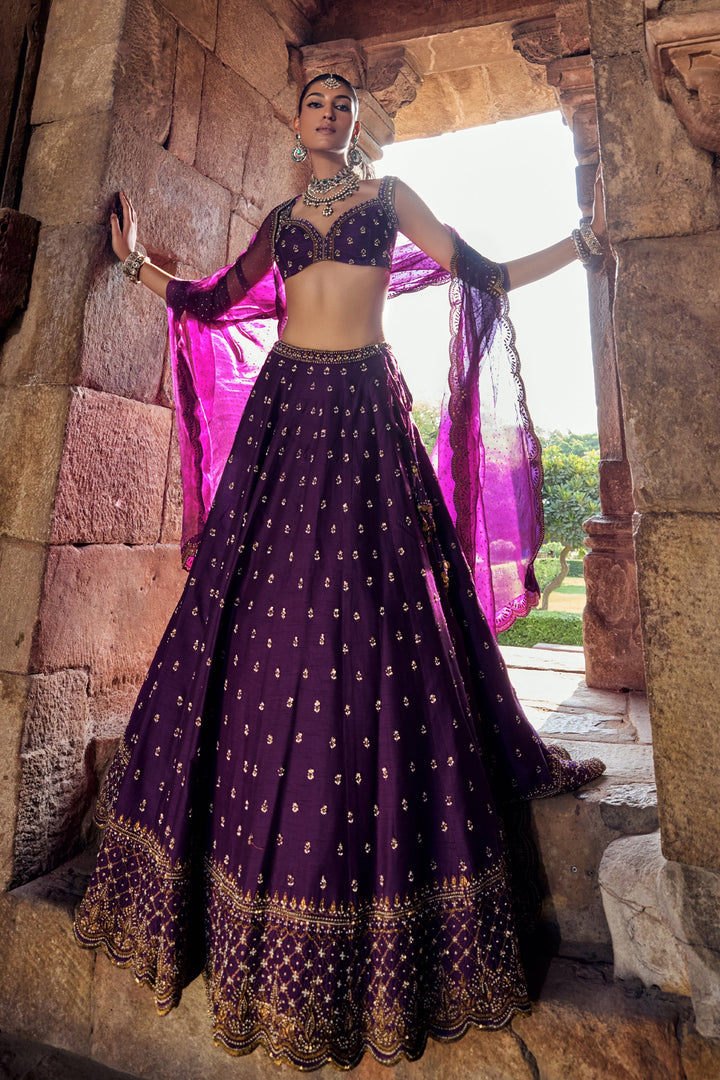 Stylish Purple Wedding Lehenga for Women