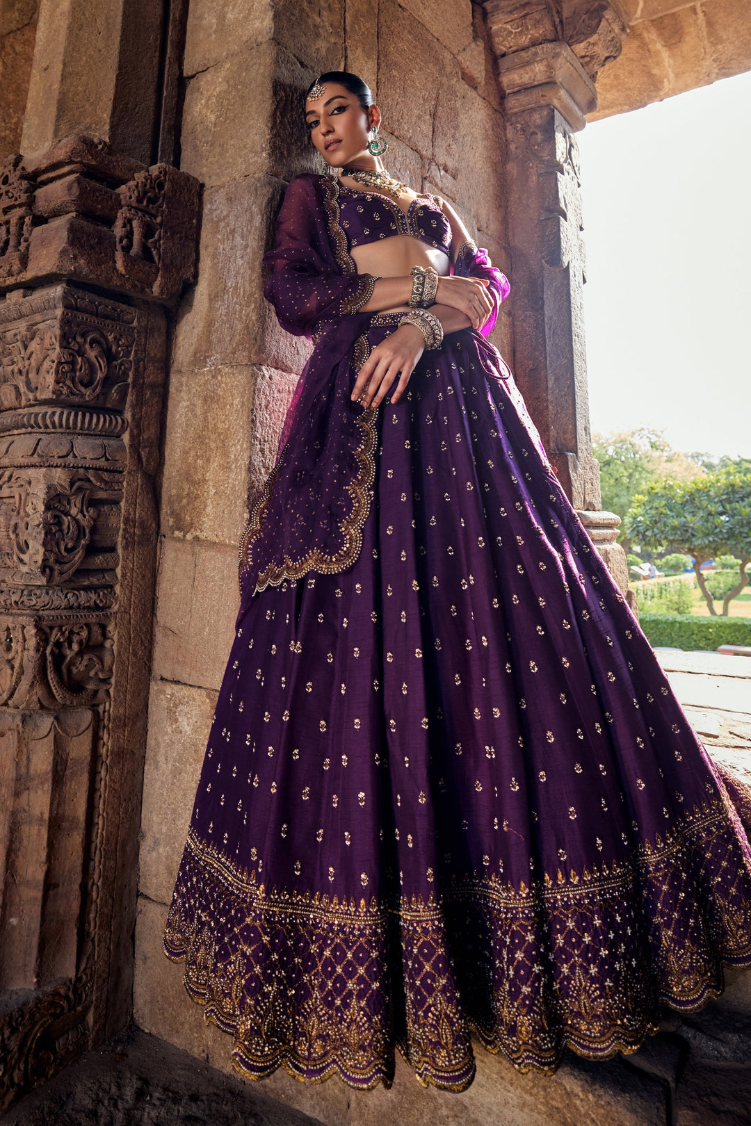 Stylish Purple Wedding Lehenga for Women