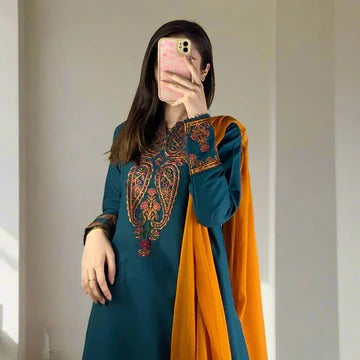 Women’s Dark Teal Ethnic Suit Set Stylish Traditional Outfit