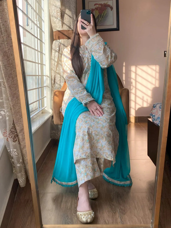 Elegant Floral Anarkali Suit Set for Women Party & Festive Wear