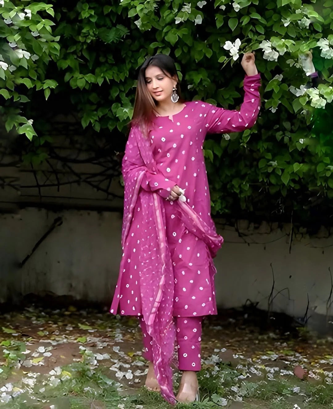 Women’s Designer Magenta Kurta Pant Dupatta Set