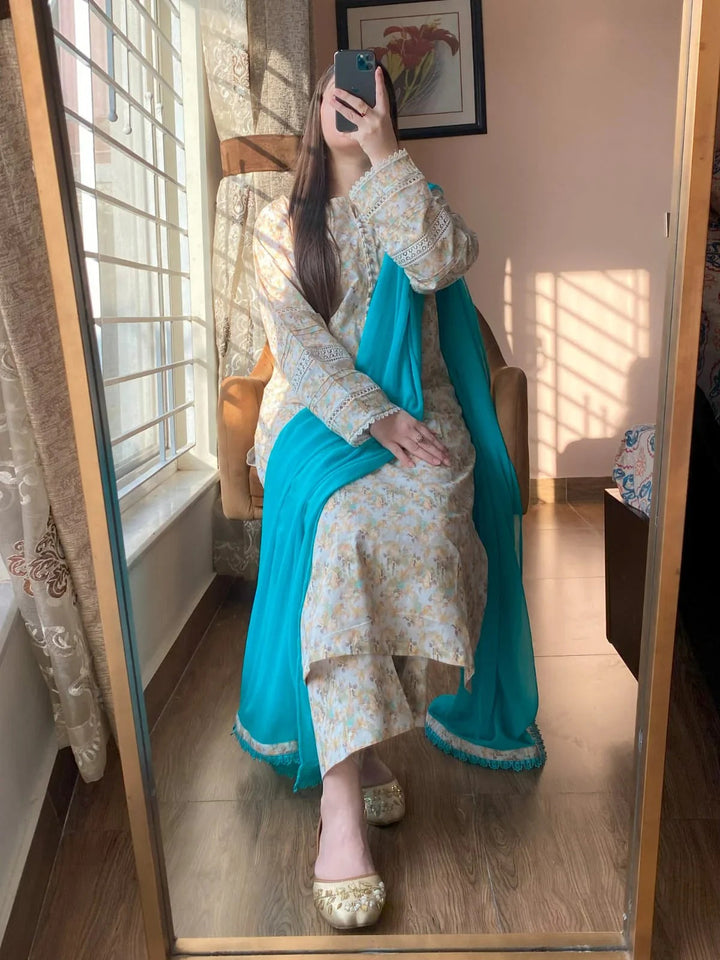 Elegant Floral Anarkali Suit Set for Women Party & Festive Wear