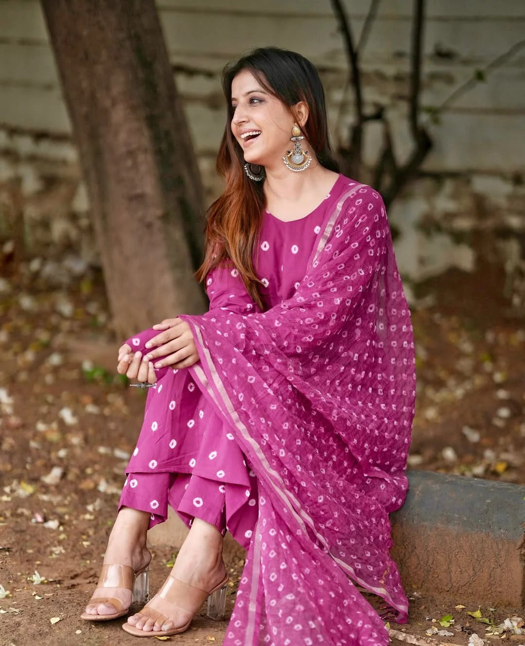 Women’s Designer Magenta Kurta Pant Dupatta Set