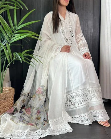 Beautiful White Anarkali Suit for Festive Wear