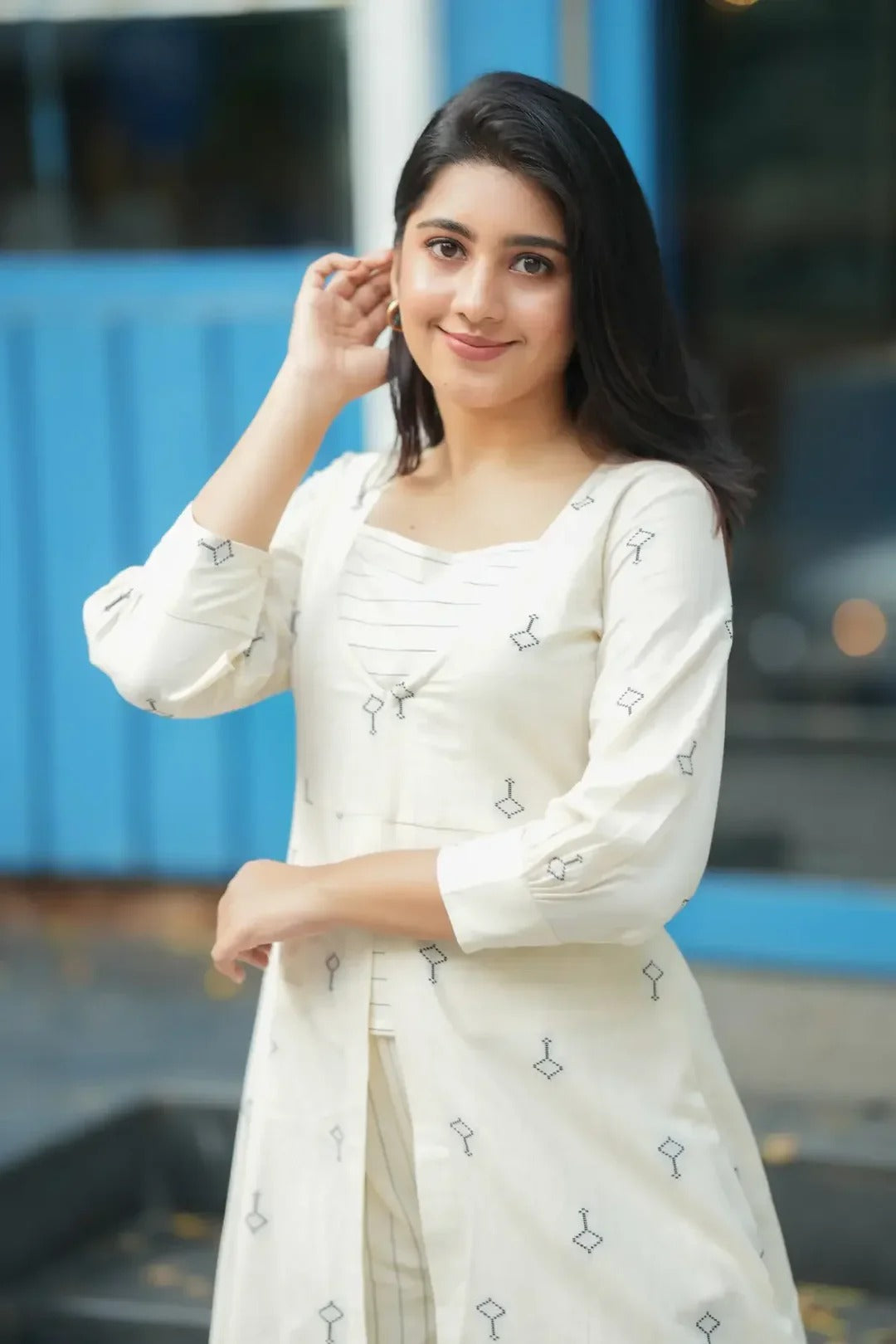 Women’s White Ethnic Dress Elegant Daily Wear