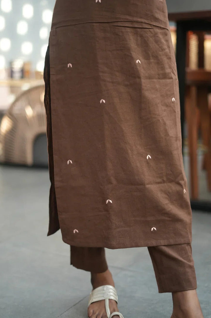 Stylish Brown Straight Kurti Set Modern Traditional Fashion