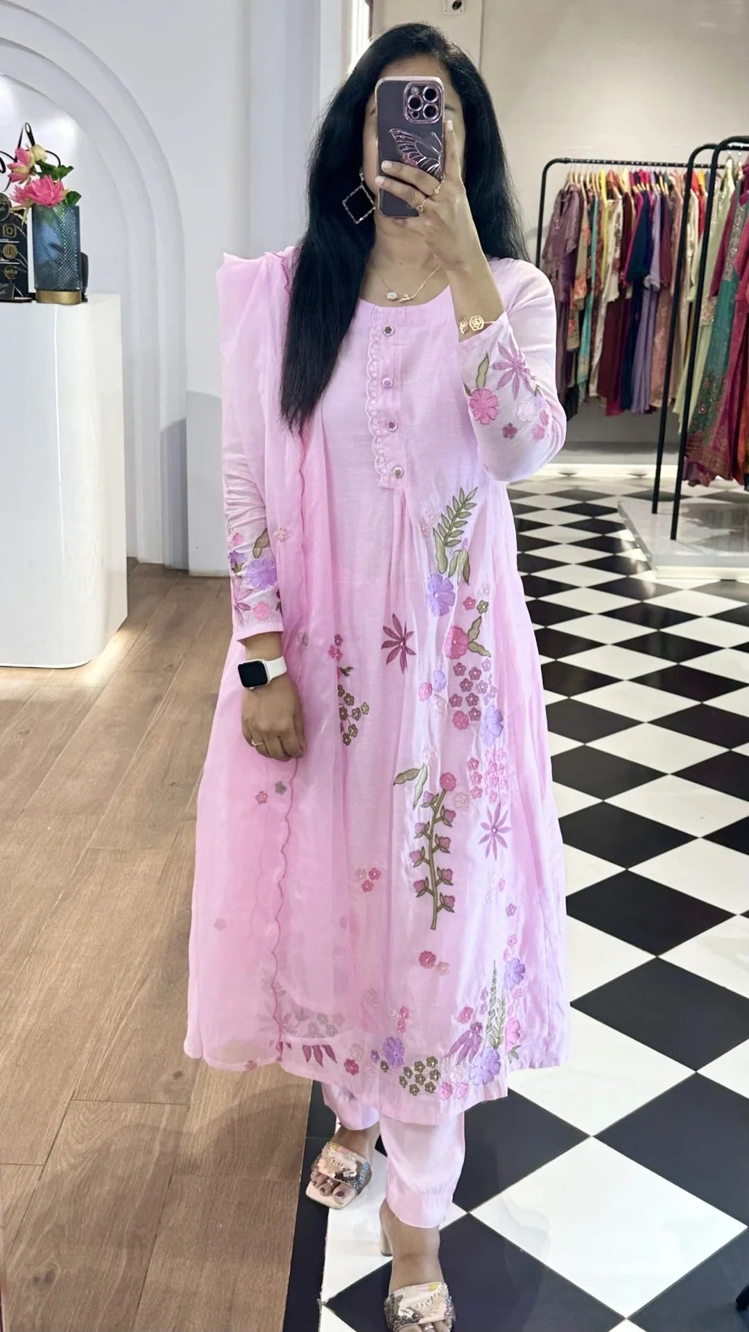 Elegant Pink Floral Kurta Set for Women Premium Ethnic Wear