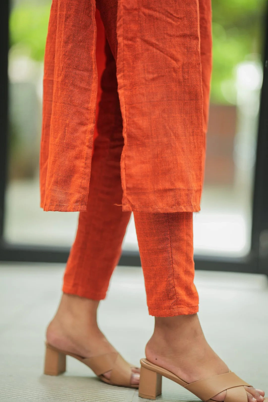 Stylish Orange Straight Kurti Set Modern Traditional Fashion