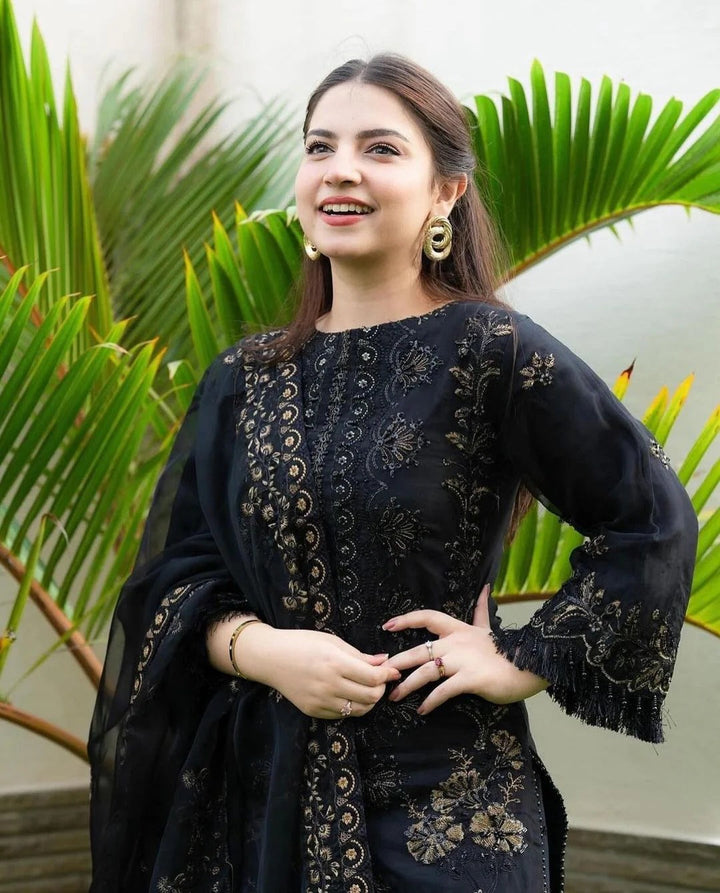 Premium Black Embroidered Pakistani Suit for Women Elegant Ethnic Wear