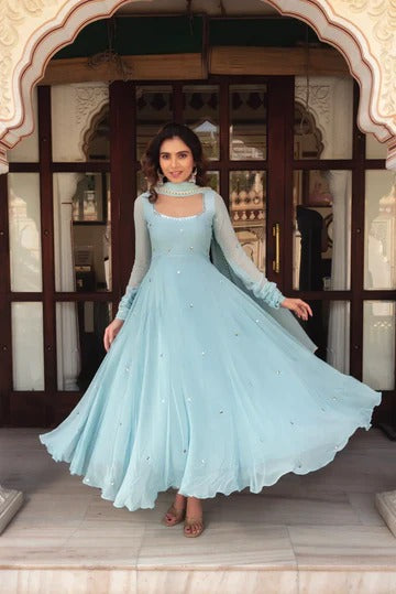 Stylish Blue Party Wear Long Dress for Women