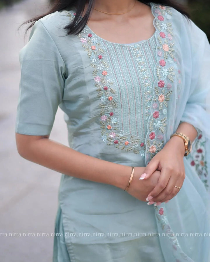 Elegant Pastel Blue Kurta Set for Women Festive & Casual Wear