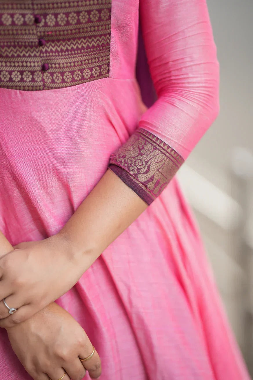 Elegant Pink Traditional Outfit with Purple Dupatta Chic Ethnic Style