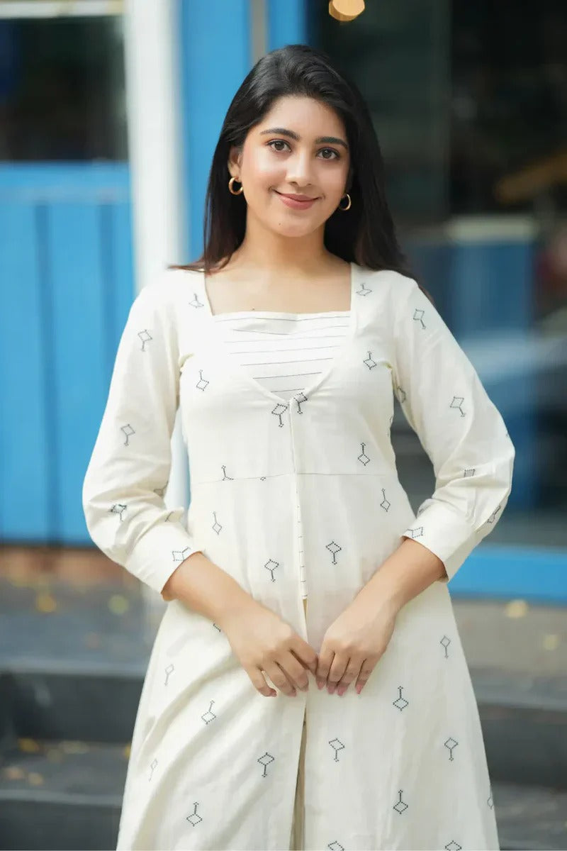 Women’s White Ethnic Dress Elegant Daily Wear
