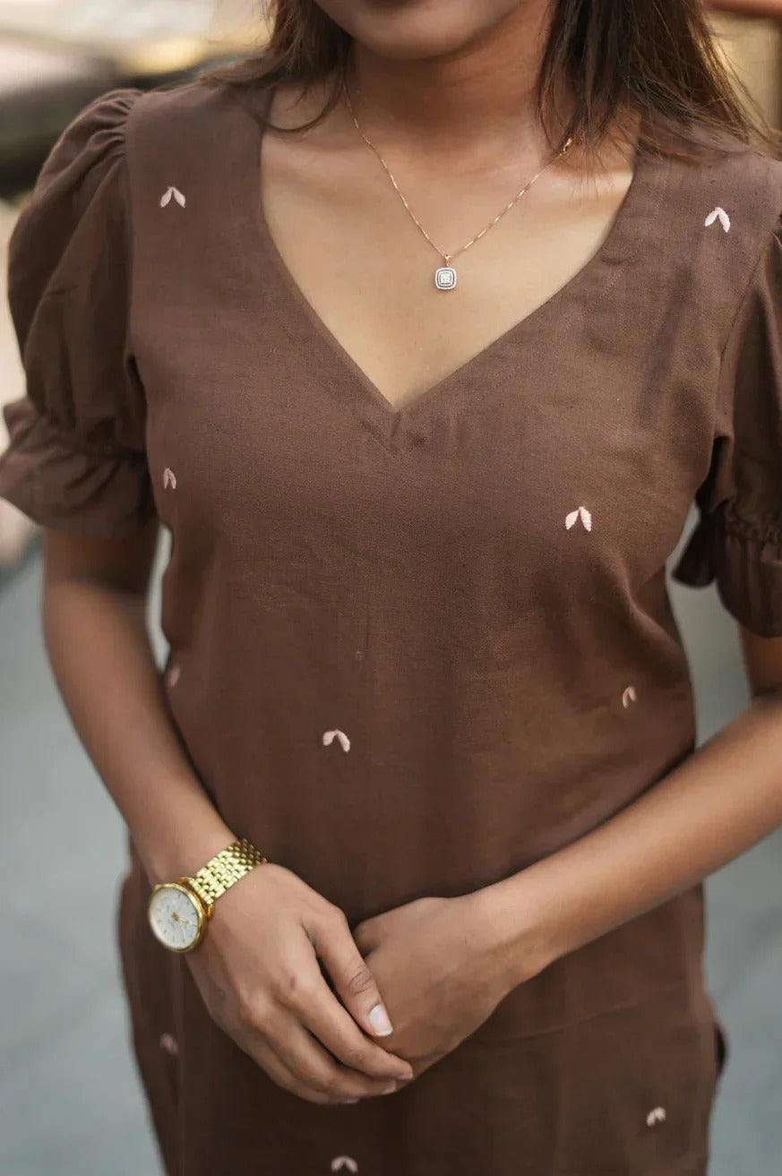 Stylish Brown Straight Kurti Set Modern Traditional Fashion