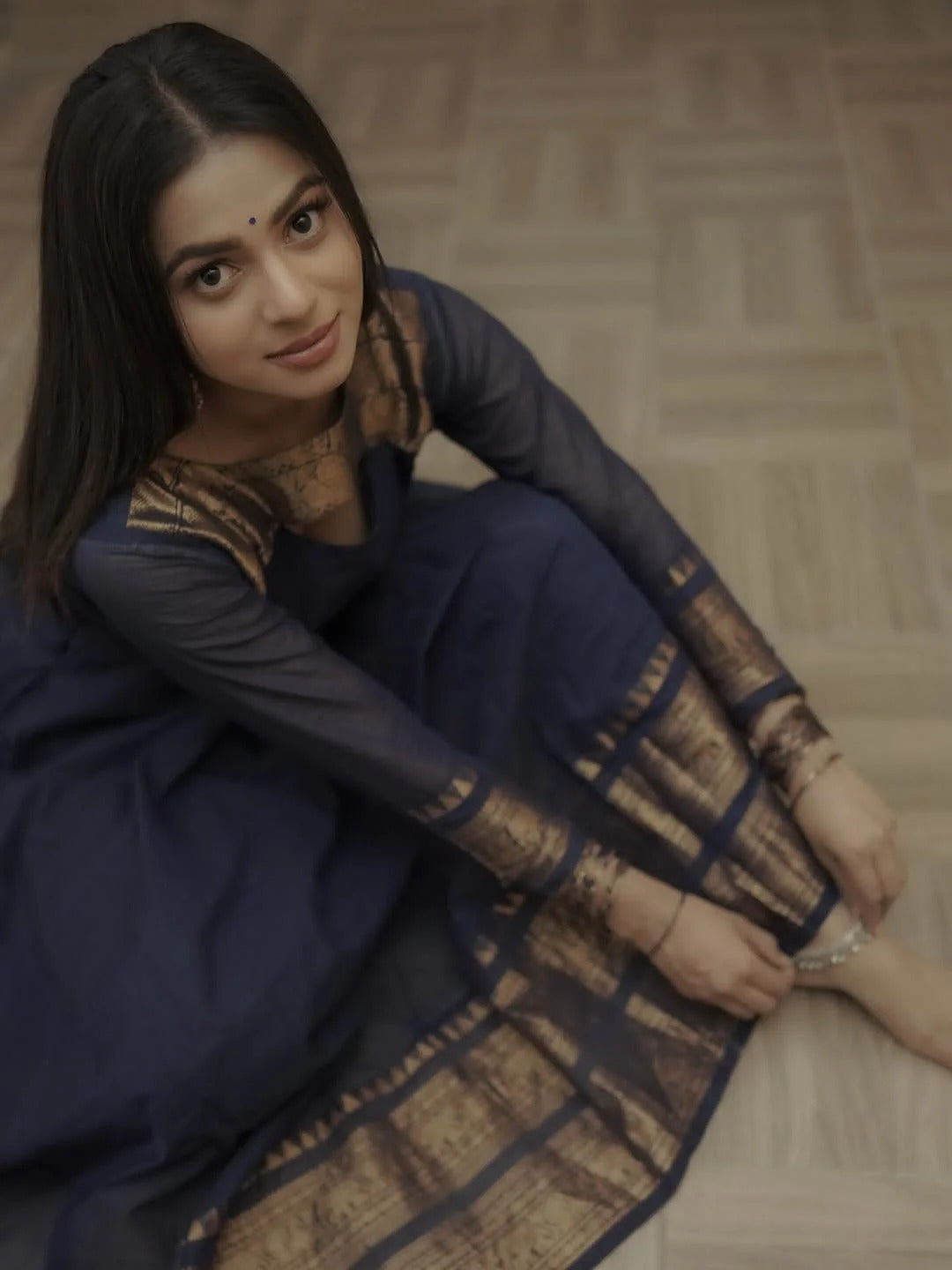 Elegant Navy Blue Anarkali Dress for Women Premium Ethnic Wear