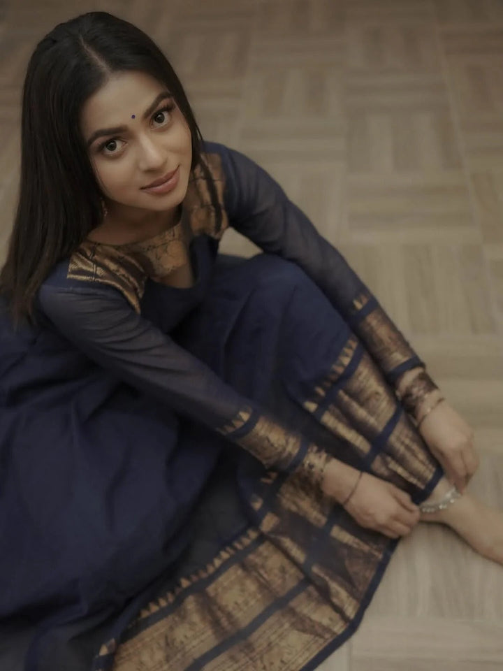 Elegant Navy Blue Anarkali Dress for Women Premium Ethnic Wear